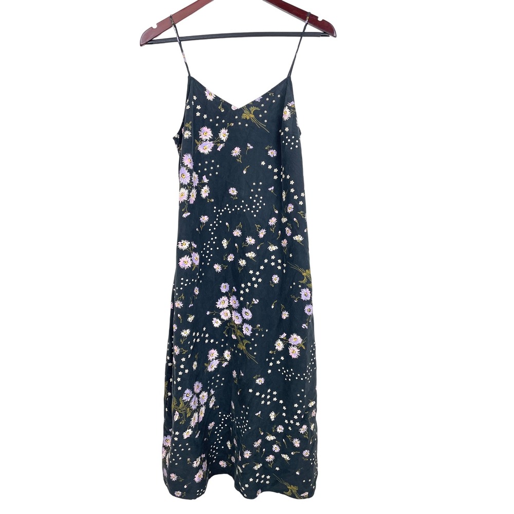 Y2k 90s Womens Dress Sz 2 %100 Silk Slip Cottage Fairy Midi Floral Boho Dainty - Picture 9 of 10